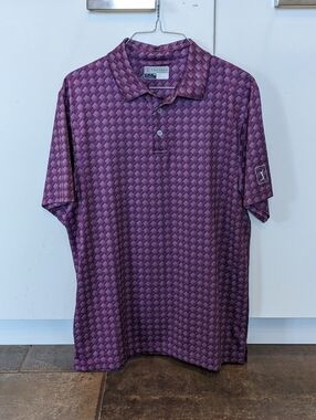 PGA Tour Pro Series Athletic Fit Golf Shirt Cool Dry Fit Size S Purple 💜